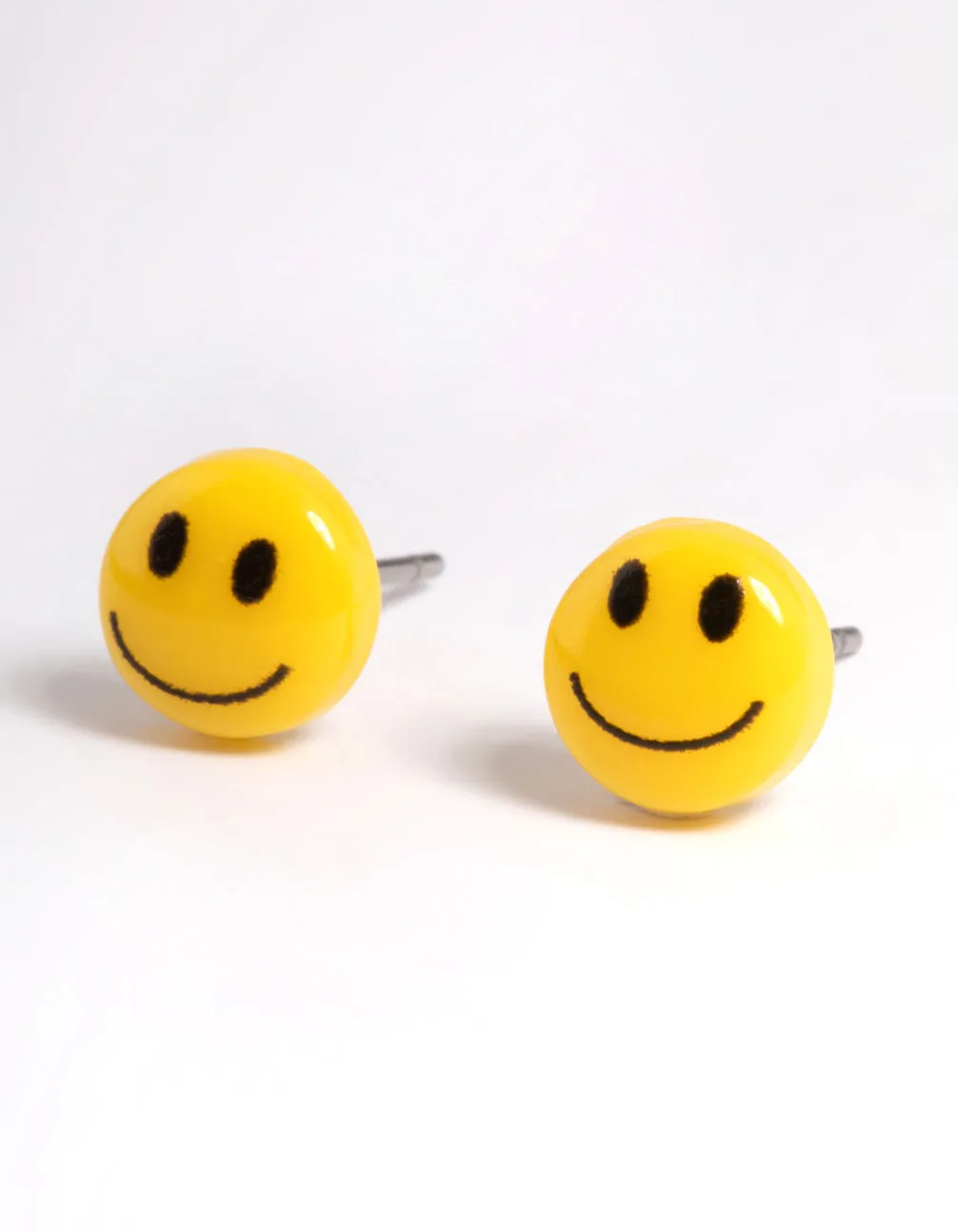 Safe Ornament Yellow Smiley Stud Earrings